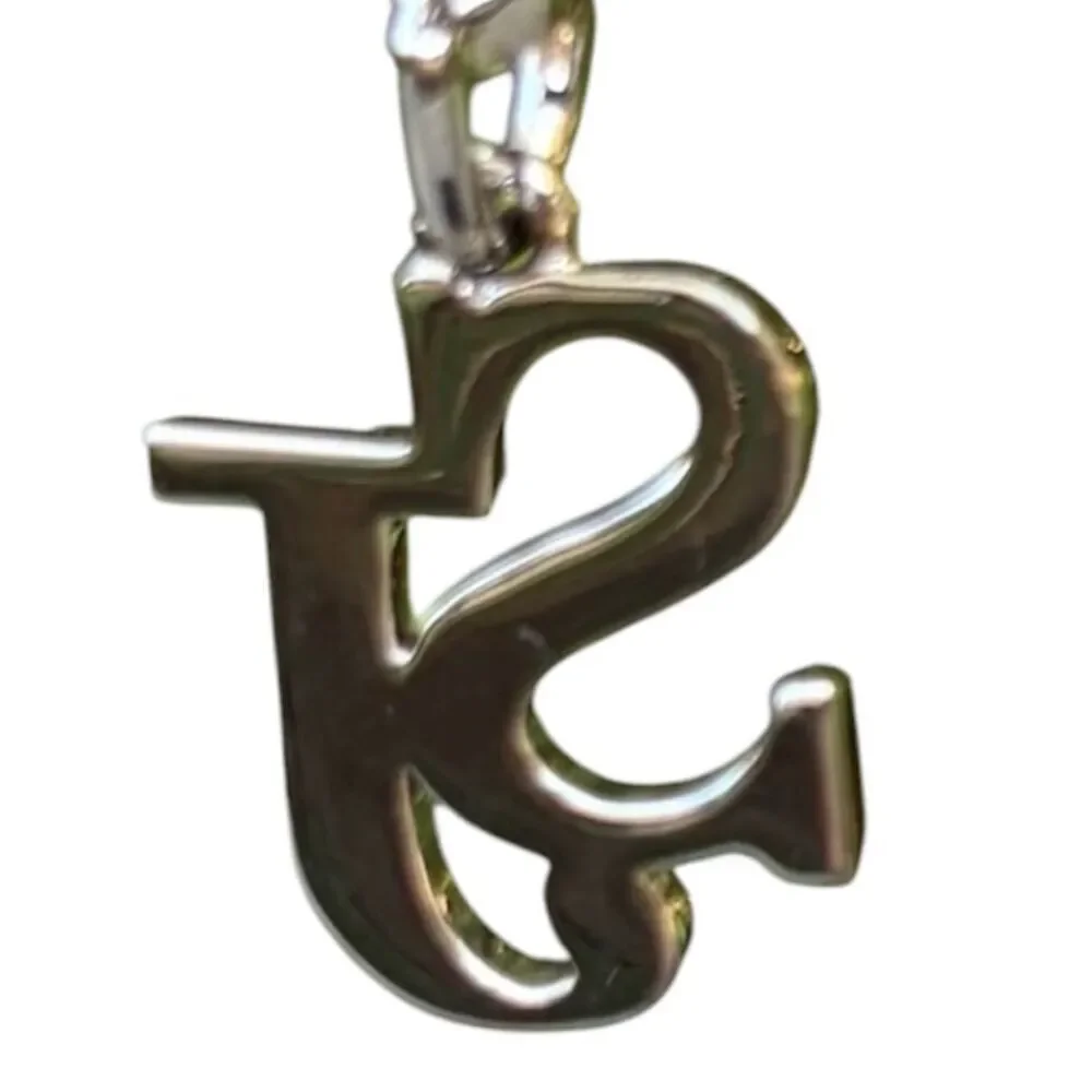St. John Knits Silver & Black Enamel Letter Logo Keychain/Bag Charm New Designer